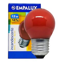 Eletro Soberano|LAMPADA BOLINHA 15W 127V VERMELHA EMPALUX