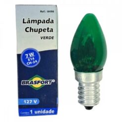 LAMPADA CHUPETA 7X127 E14 VERDE BRASFORT