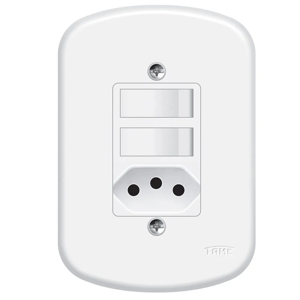 INTERRUPTOR 2 TCL SIMP E TOMADA 2P+T20A BLANC FAME