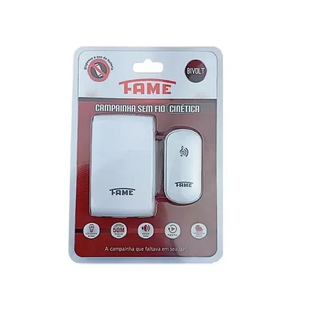 CAMPAINHA SEM FIO CINETICA FAME SEM BATERIA