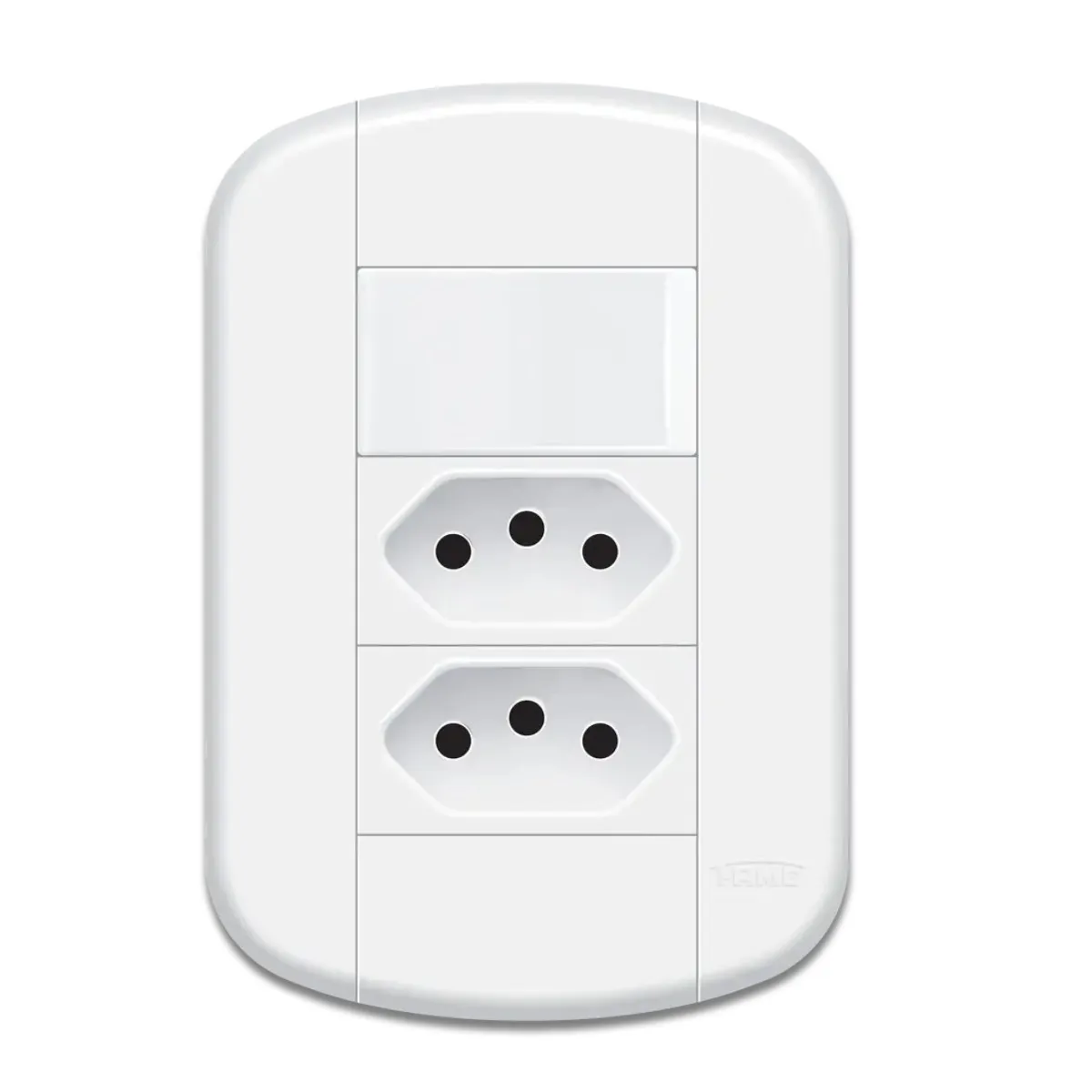 INTERRUPTOR SIMPLES E 2 TOMADA 2P+T 10A BLANC FAME