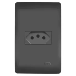 TOMADA PRETA 2P+T 10A 250V HABITAT BLACK FAME 4052