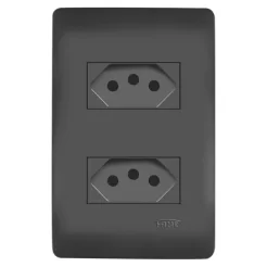 TOMADA DUPLA 20A/250V DIST HABITAT BLACK FAME